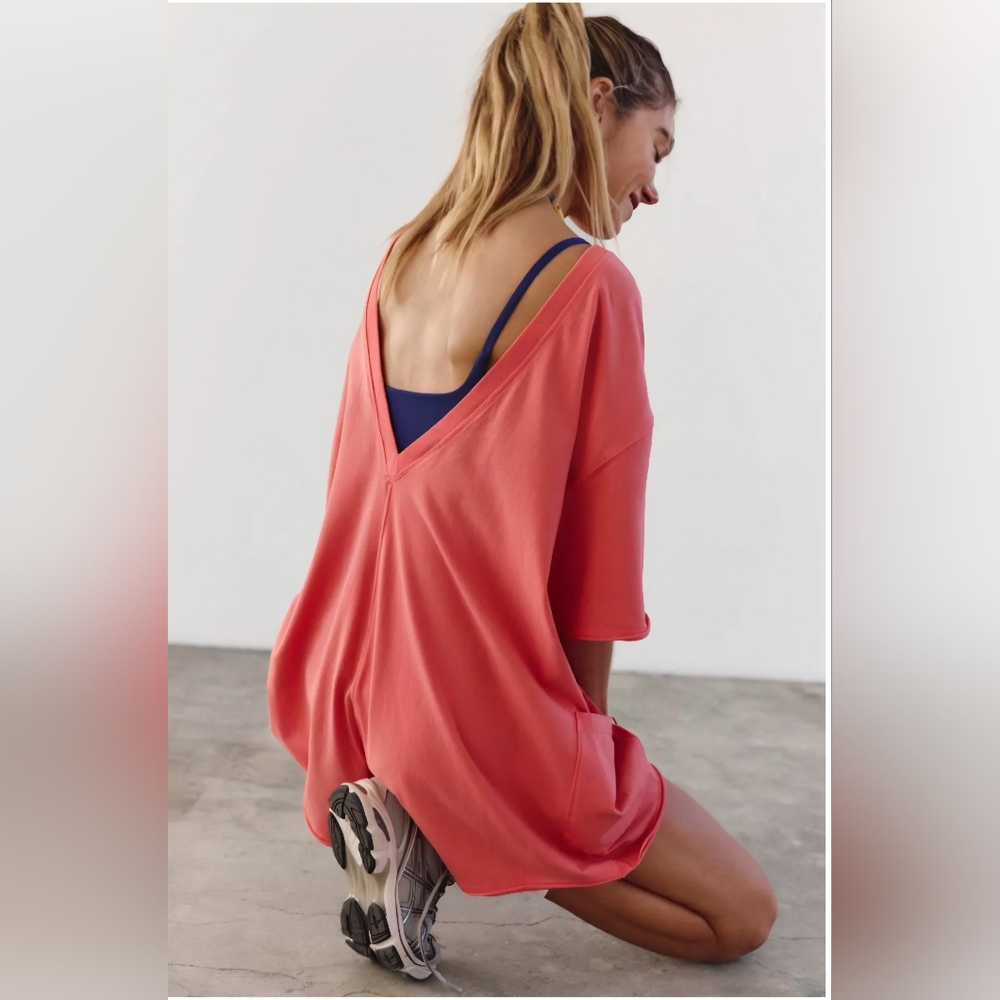 FP Movement by Free People Hot Shot Tee Romper, NWT Hibiscus - Picture 6 of 8